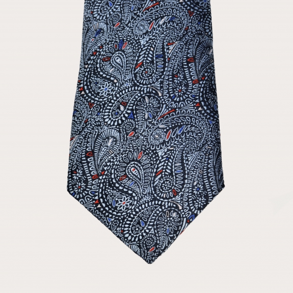 Brucle seiden Krawatte blau cachemire