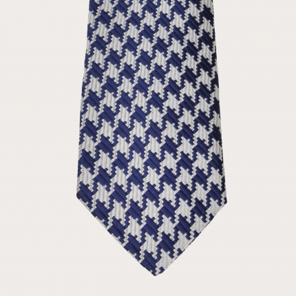 Silk necktie, blue pied de poule