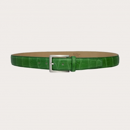 Alligator belt with nickel free buckle, green