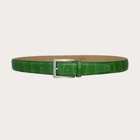 Brucle ceinture pour hommes en cuir véritable alligator, verte, sans nichel