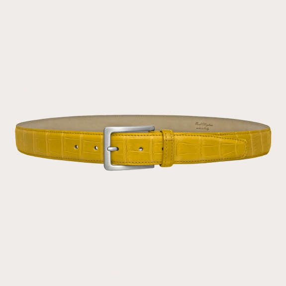 BRUCLE Ceinture en alligator avec boucle sans nickel, jaune