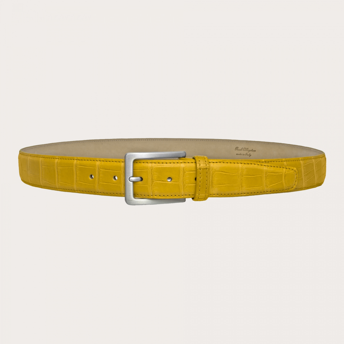 BRUCLE Ceinture en alligator avec boucle sans nickel, jaune