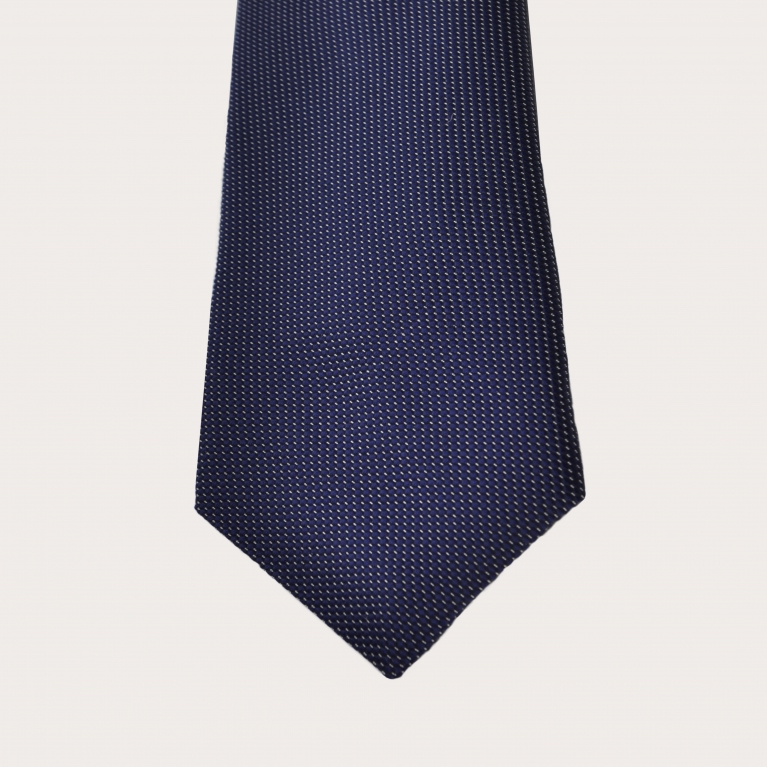 Cravatta blu puntaspillo in seta jacquard