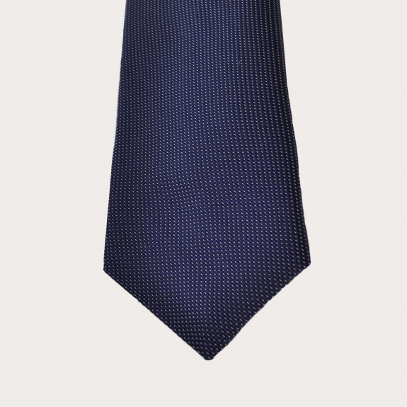 Brucle Cravate bleue à pois en soie jacquard