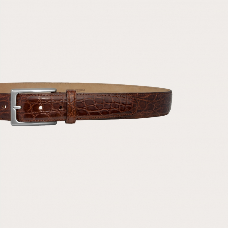 Ceinture côté crocodile, bois marron