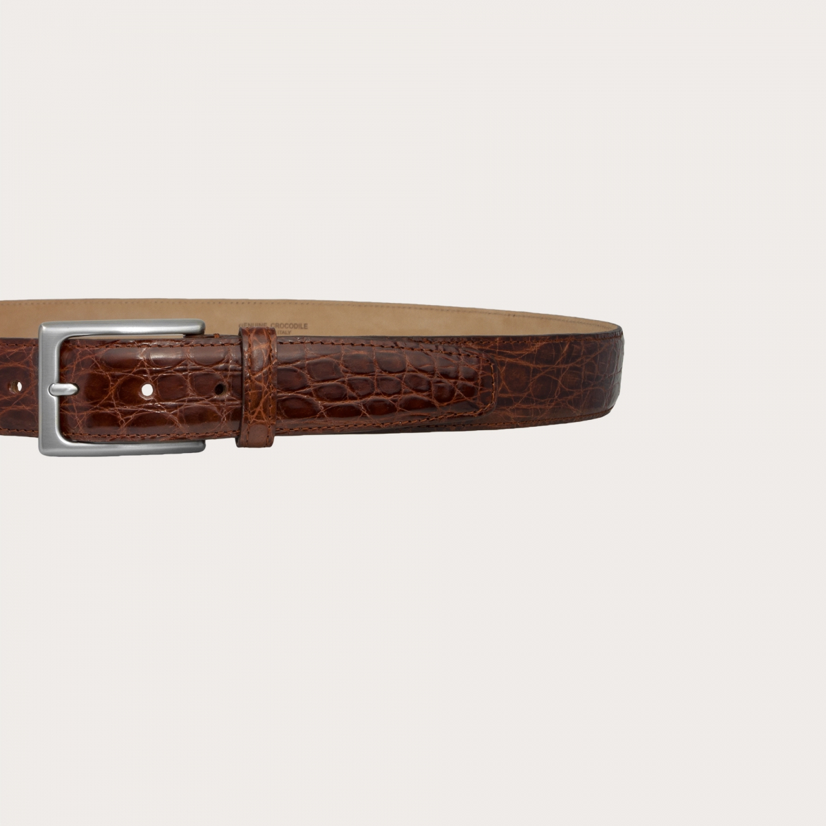 BRUCLE Ceinture côté crocodile, bois marron