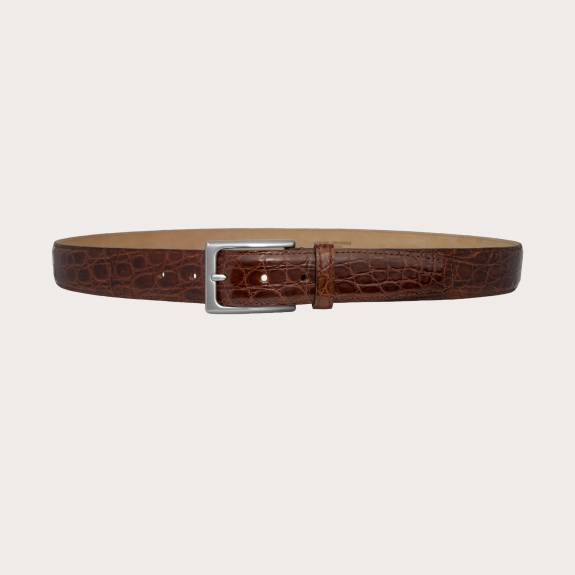 BRUCLE Ceinture côté crocodile, bois marron