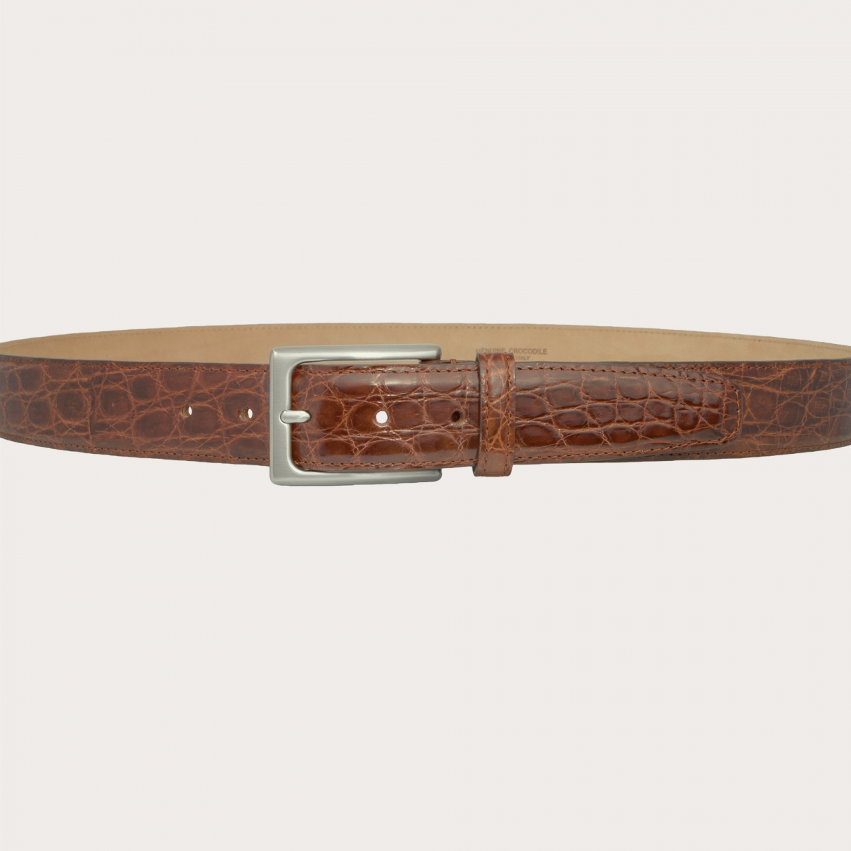 BRUCLE Elégante ceinture crocodile marron doré