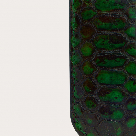 BRUCLE Fermasoldi magnetico in vera pelle di pitone, verde