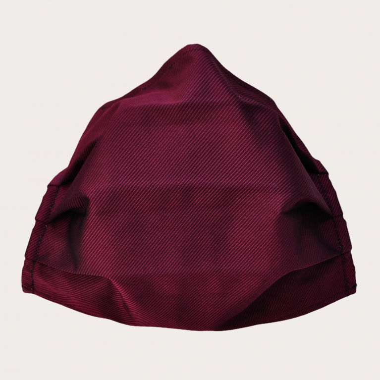 Fashion washable protective fabric mask, silk, red bordeaux