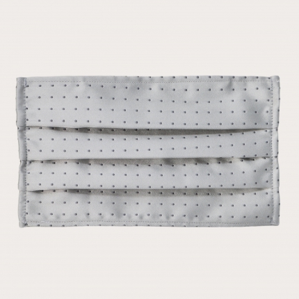 Silk protective facemask, grey dotted pattern