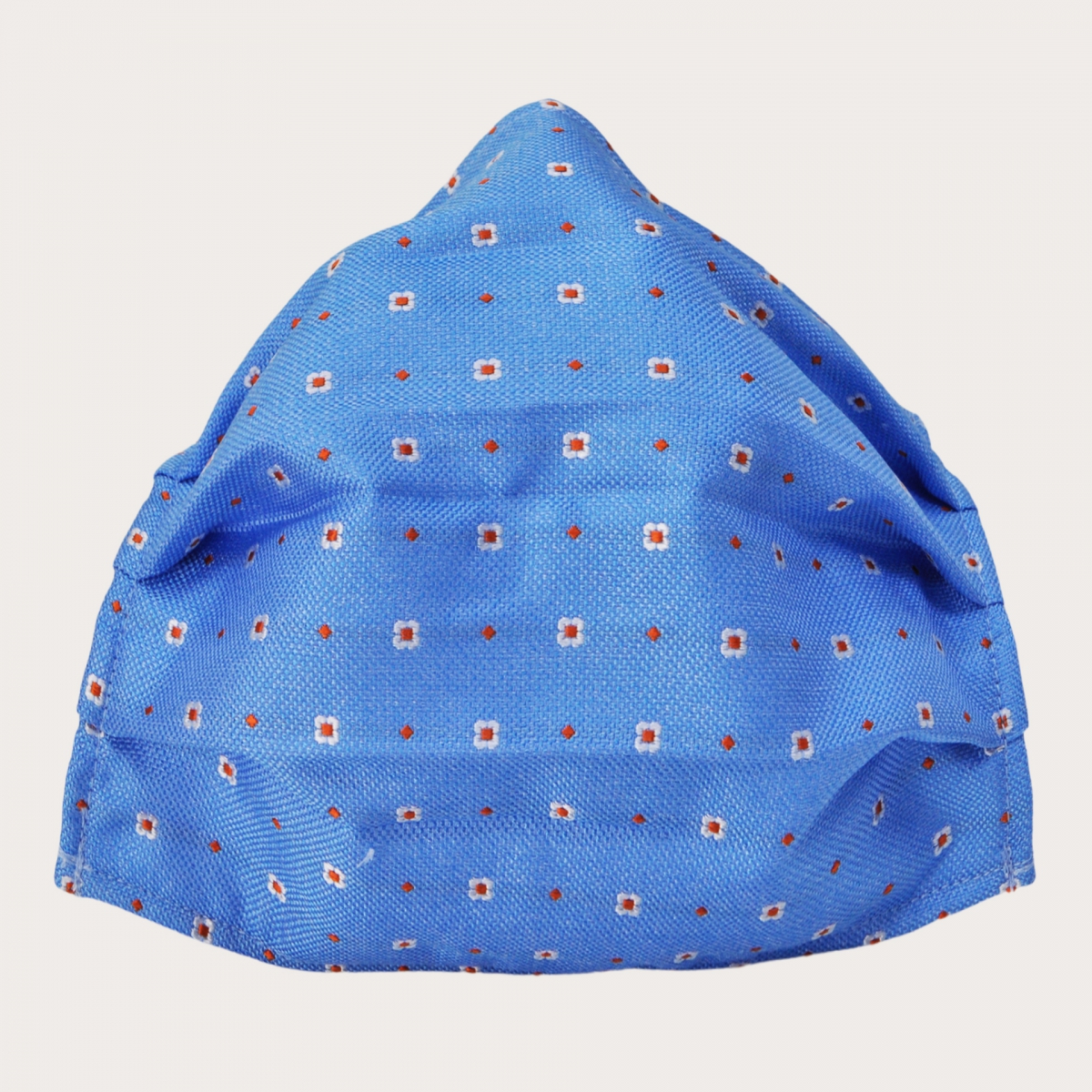Silk protective facemask, blue pattern with flowers