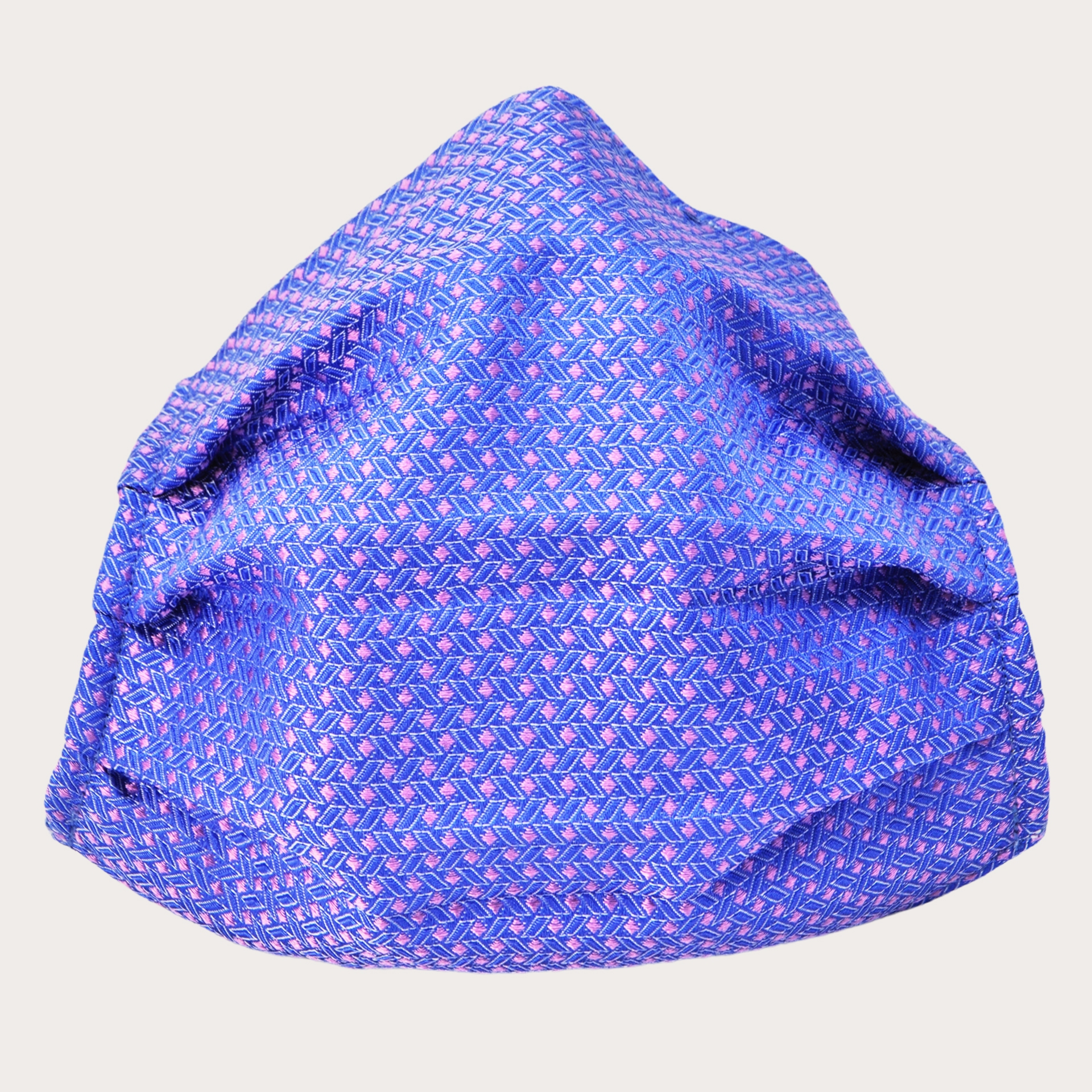 StyleMask Masque facial filtrant en soie, motif géométrique rose et bleu clair