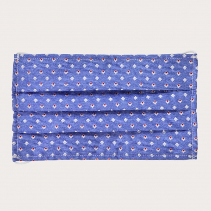 Mascarilla lavable StyleMask en seda, motivo azul claro con cuadrados