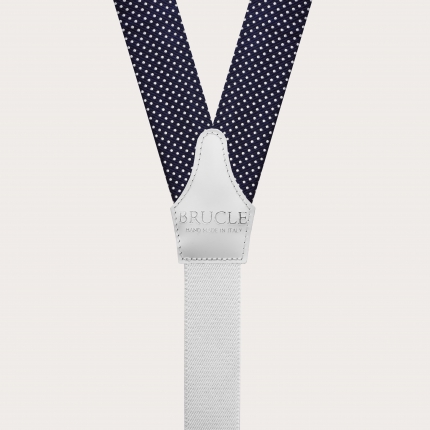 Formal Y-shape suspenders with braid runners, dotted blue
