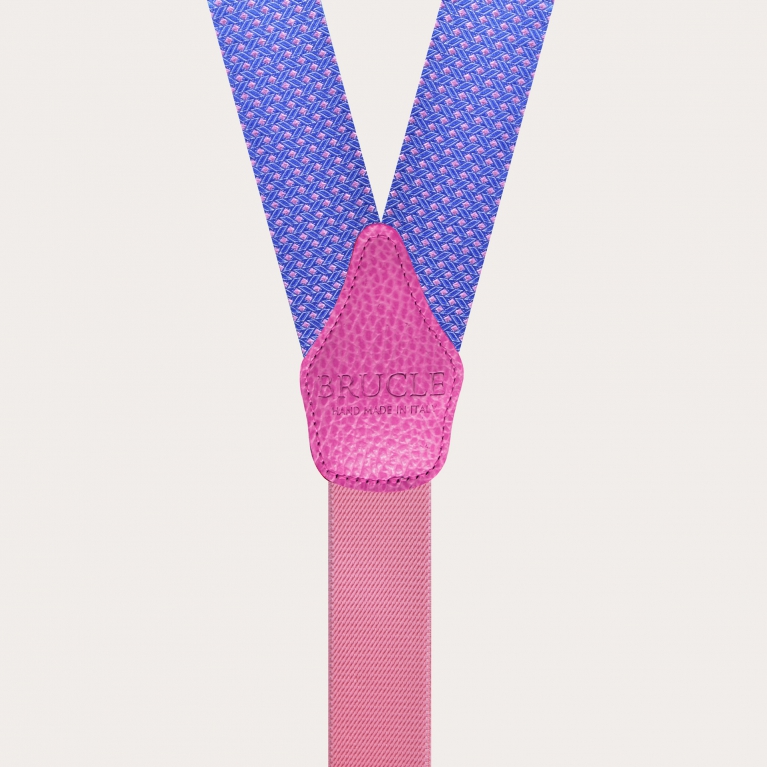 Hosenträger aus seide, rosa und blaues geometrisches Muster