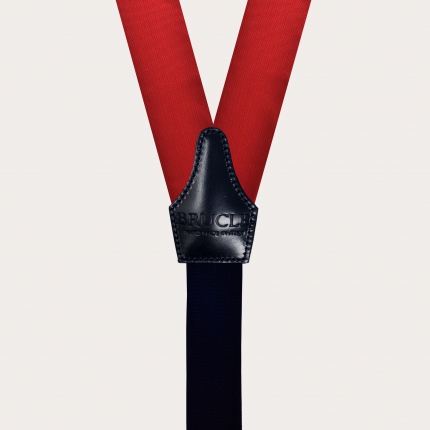Formal Y-shape suspenders with braid runners, red
