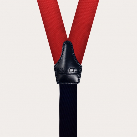 BRUCLE Formal Y-shape suspenders with braid runners, red