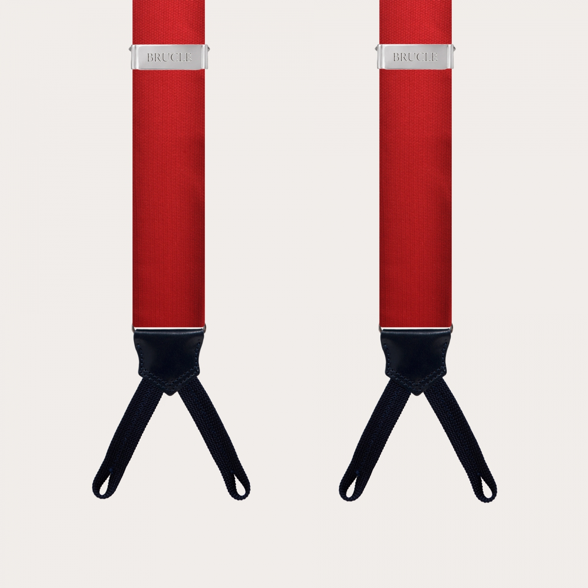 BRUCLE Tirantes en forma de Y con ojales para botones en seda, rojo