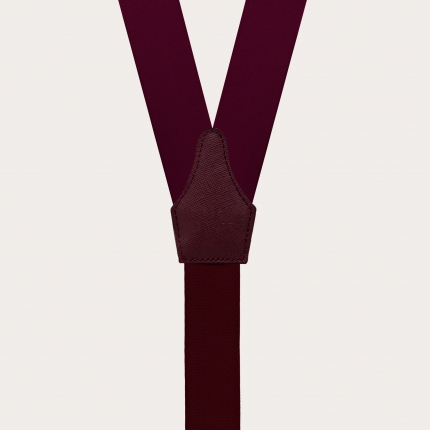 Formal Y-shape suspenders with braid runners, burgundy
