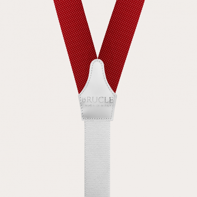 Formal Y-shape suspenders with braid runners, dotted red
