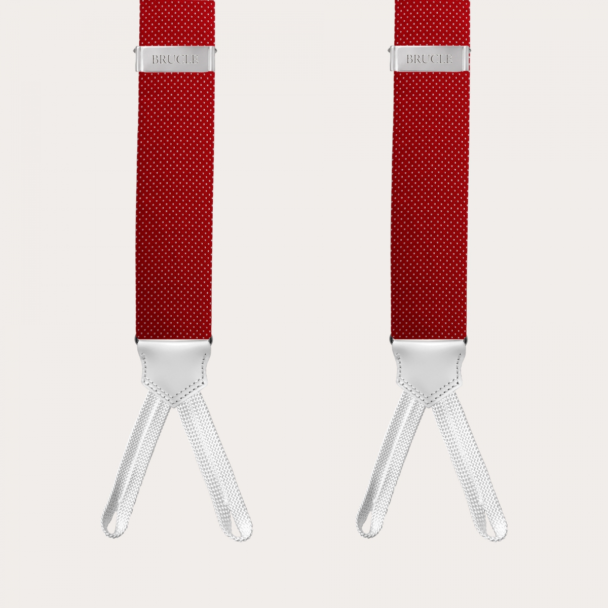 BRUCLE Tirantes en forma de Y con ojales para botones en seda, rojo punteado