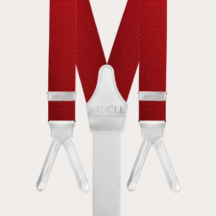 Silk suspenders and silk tie, dotted red