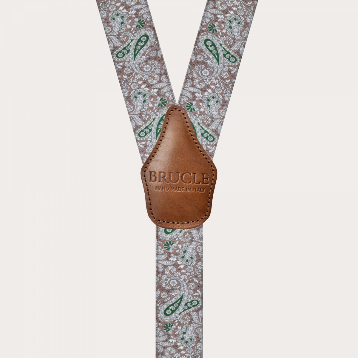 BRUCLE Bretelle elastiche doppio uso, fantasia cachemire marrone e verde