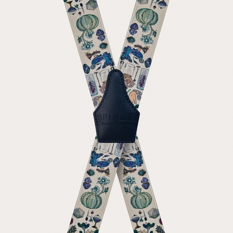 Unisex X Hosenträger mit Satin-Effekt, alchemistisches Muster