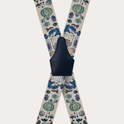 Unisex X Hosenträger mit Satin-Effekt, alchemistisches Muster