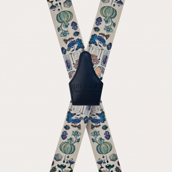 BRUCLE Unisex X Hosenträger mit Satin-Effekt, alchemistisches Muster