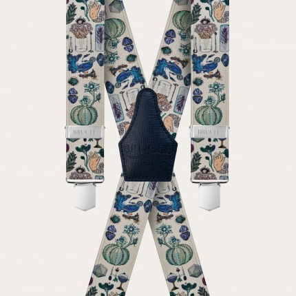 Unisex X Hosenträger mit Satin-Effekt, alchemistisches Muster