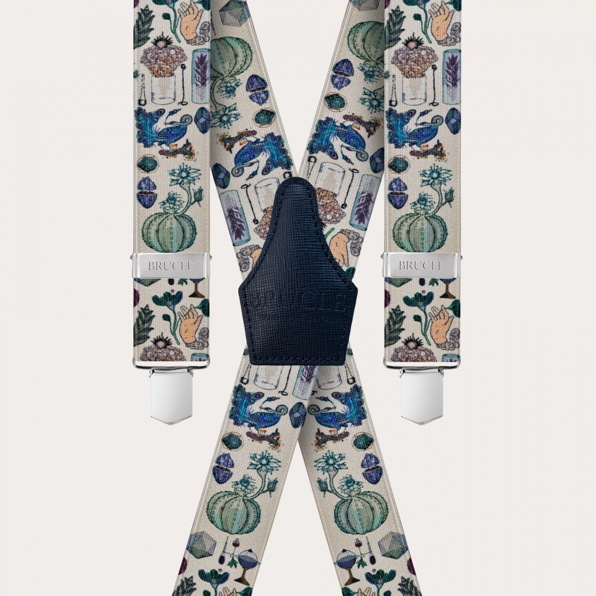 BRUCLE Unisex X Hosenträger mit Satin-Effekt, alchemistisches Muster