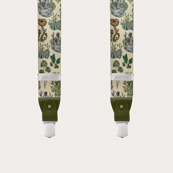 BRUCLE Unisex Y Hosenträger mit Satin-Effekt, Pflanzen Muster