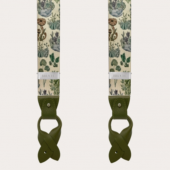 BRUCLE Unisex Y Hosenträger mit Satin-Effekt, Pflanzen Muster