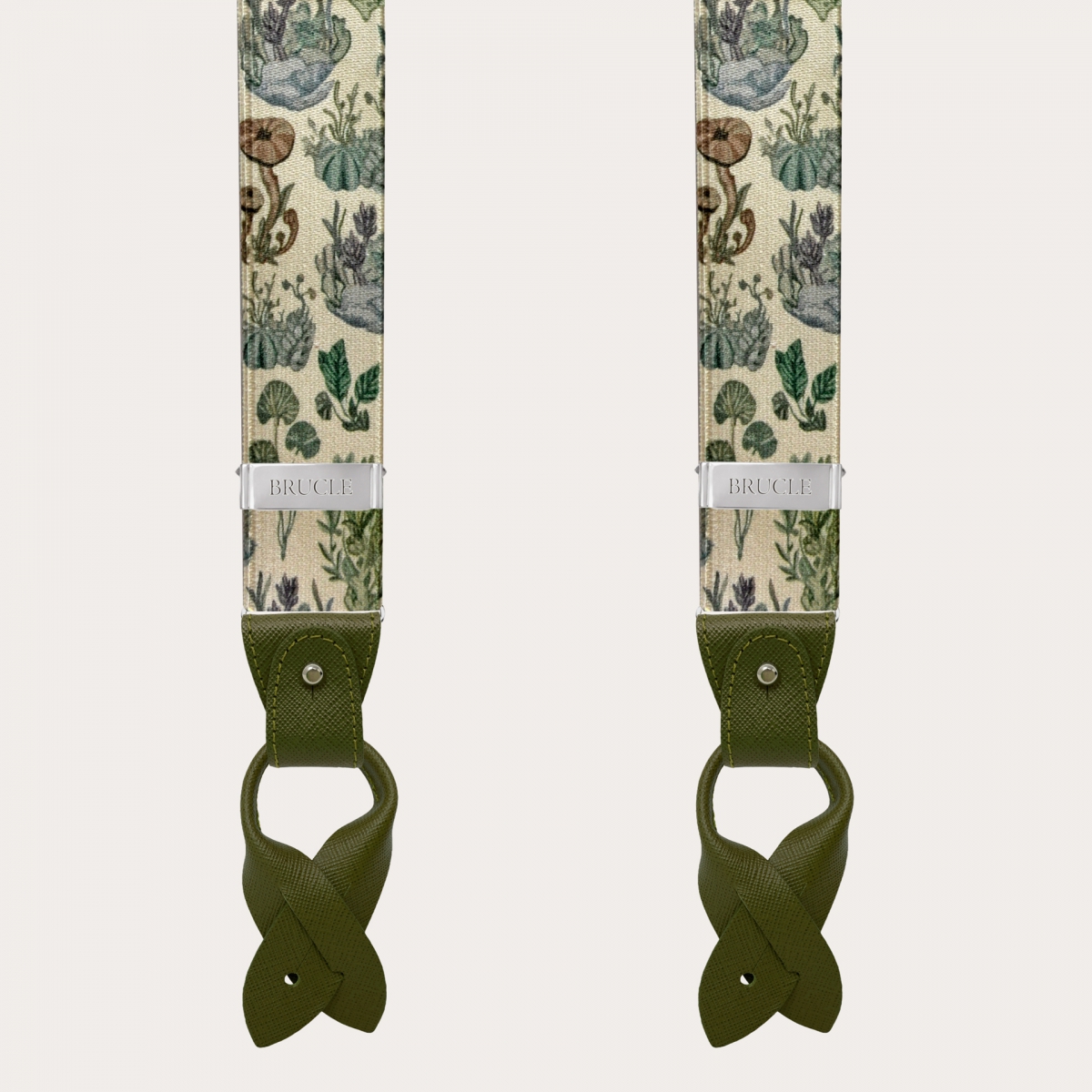 BRUCLE Unisex Y Hosenträger mit Satin-Effekt, Pflanzen Muster