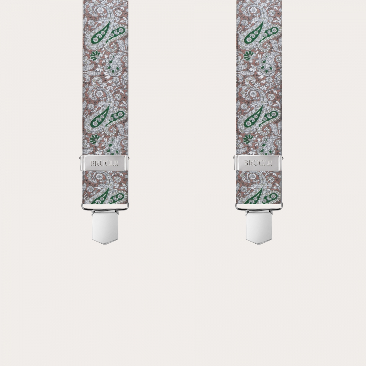 BRUCLE Tirantes en forma de X unisex con efecto satinado, patrón de cachemire marrón y verde