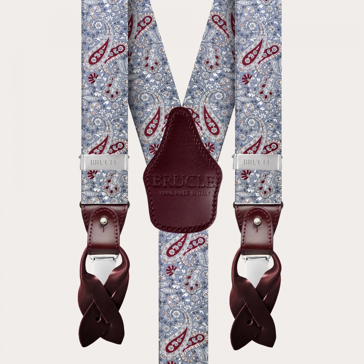 BRUCLE Unisex Y suspenders with satin effect, vegetable pattern