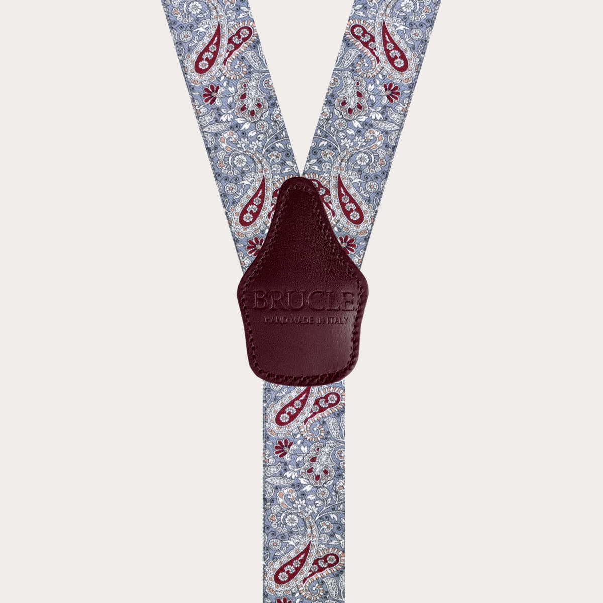 BRUCLE Unisex Y Hosenträger mit Satin-Effekt, rot und graue Kaschmirmuster