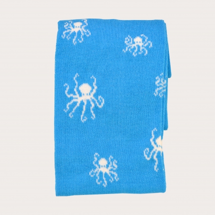 Socks, light blue with octopus pattern