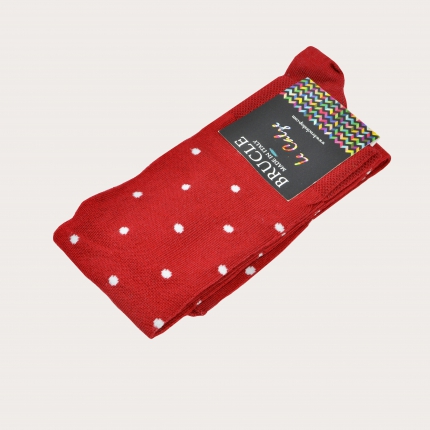Socks, red with white polka dots