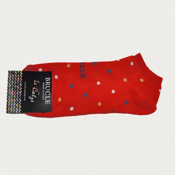 BRUCLE Ankle socks for the summer, red with polka dots