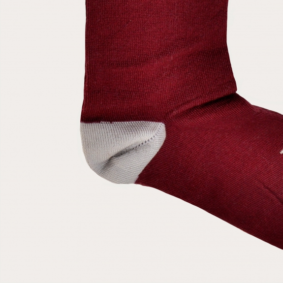 BRUCLE Summer socks with contrasting heel and toe, burgundy