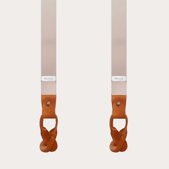 BRUCLE Y-shape elastic suspenders, beige