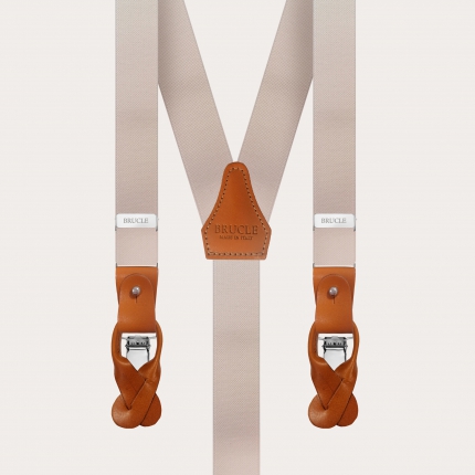 Y-shape elastic suspenders, beige