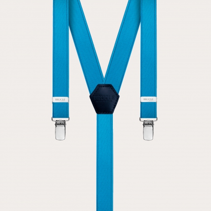 Thin shiny satin suspenders, light blue
