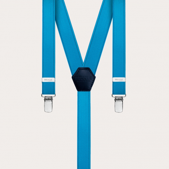 BRUCLE Thin shiny satin suspenders, light blue