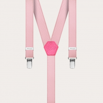 Elegante dünne elastische Hosenträger in glänzendem Rosa
