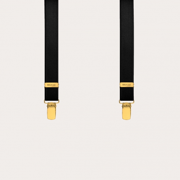 Hosenträger Zeremonie schwarz glänzend Goldclip