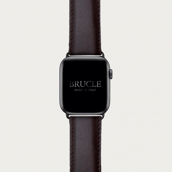 Brucle bracelet en cuir compatible avec Apple Watch / Samsung smartwatch, brun foncé